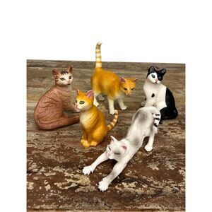5 Pc Realist Mini Cat Figurines Educational Toy Set PVC Figures
